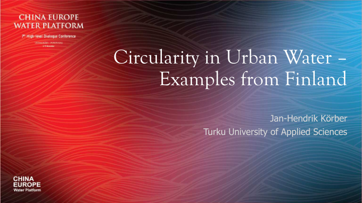 circularity in urban water examples from finland