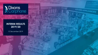 INTERIM RESULTS  2019/20  12 December 2019  1  Todays agenda  INTRODUCTION  Alex Baldock