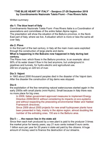 THE BLUE HEART OF ITALY - Sarajevo 27-29 September 2018  by Coordinamento Nazionale Tutela