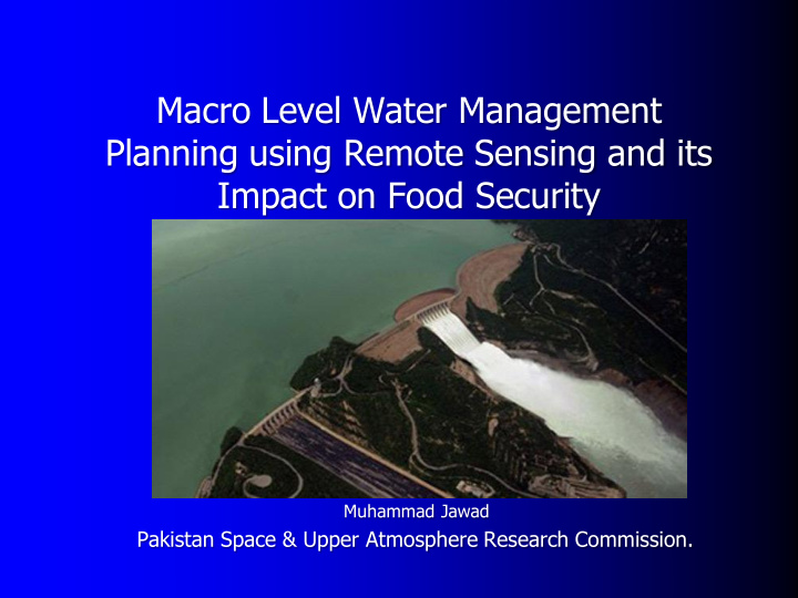 macro level water management planning using remote