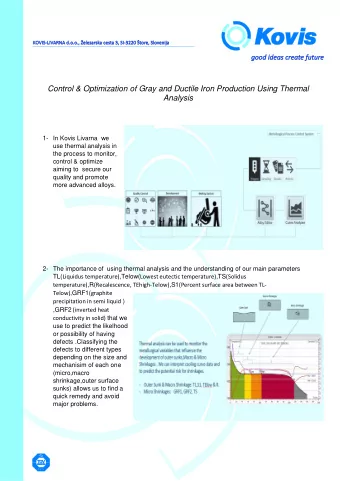 Control &amp; Optimization of Gray and Ductile Iron Production Using Thermal Analysis  1- In Kovis