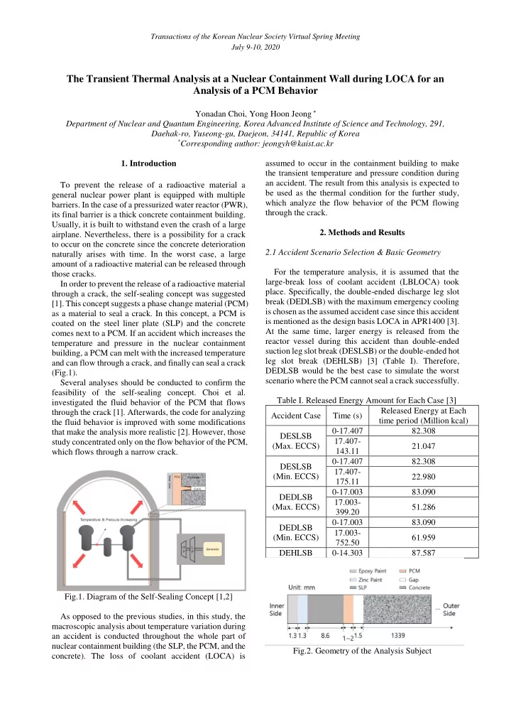 the transient thermal analysis at a nuclear containment