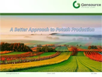 Q4 2016  www.gensource.ca  (TSX.V: GSP)  1  Disclaimer  This presentation does not constitute and