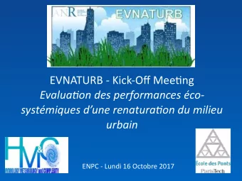 EVNATURB - Kick-Off Mee3ng  Evalua&amp;on des performances co-  systmiques dune