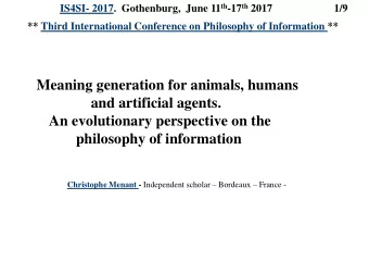 An evolutionary perspective on the philosophy of information Christophe Menant - Independent