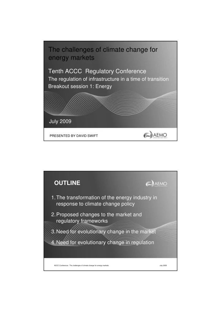 the challenges of climate change for energy markets