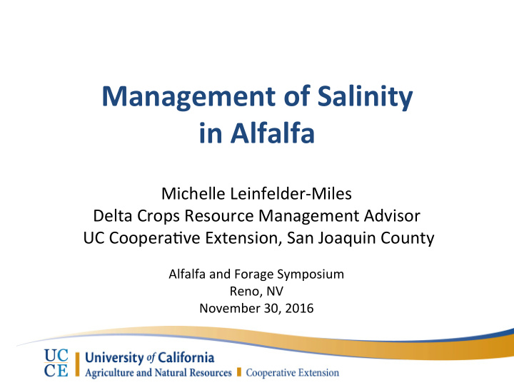 management of salinity in alfalfa