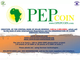 be the bank of solar International Regulations and the ORGANISATION OF CLEAN  ENERGIES PRODUCERS