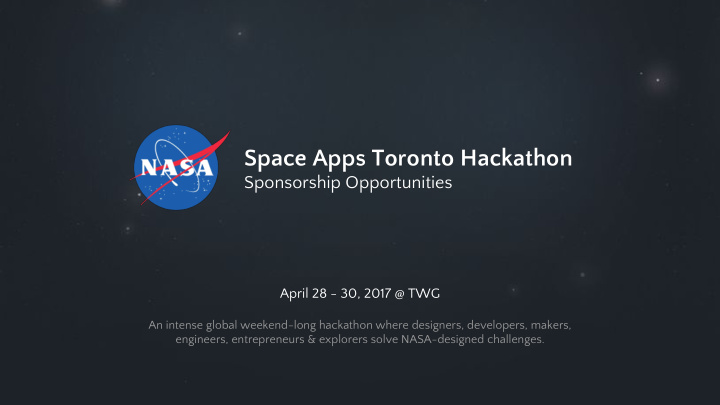 space apps toronto hackathon