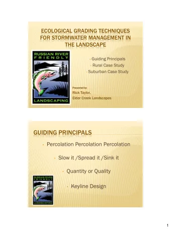 GUIDING PRINCIPALS  Percolation Percolation Percolation  Slow it /Spread it /Sink it