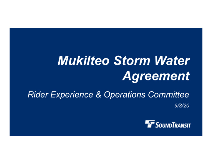 mukilteo storm water agreement