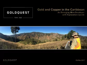 Oct/Nov 2017  Statements contained in this presentation that are not historical facts are