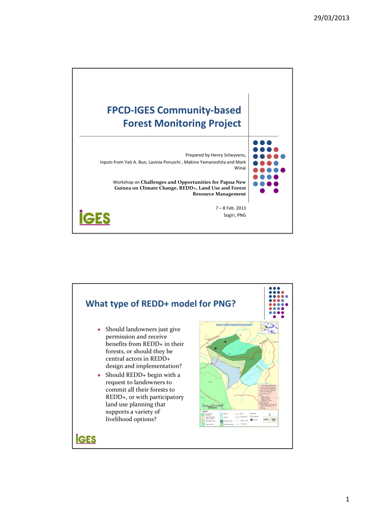fpcd iges community based forest monitoring project