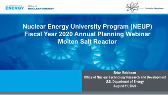 Nuclear Energy University Program (NEUP)  Fiscal Year 2020 Annual Planning Webinar  Molten Salt