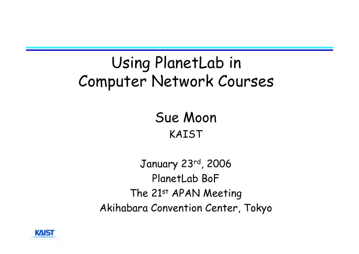 using planetlab in computer network courses