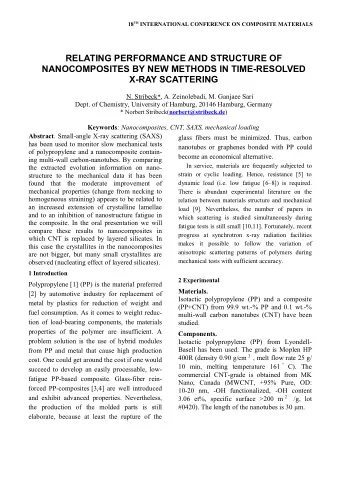 RELATING PERFORMANCE AND STRUCTURE OF  NANOCOMPOSITES BY NEW METHODS IN TIME-RESOLVED  X-RAY