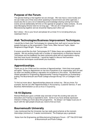 Purpose of the Forum.  The general feeling is that together we are stronger,  We now have a voice