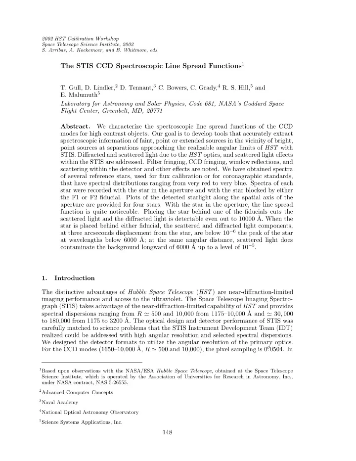 149 the stis ccd spectroscopic line spread functions