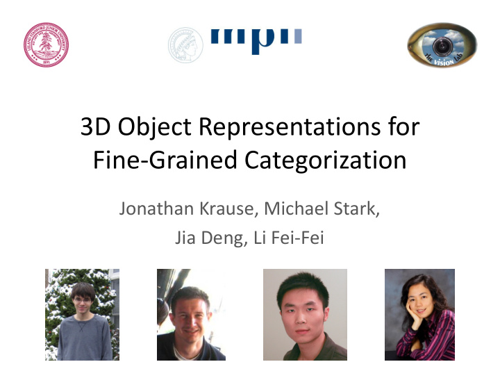 3d object representations for fine grained categorization