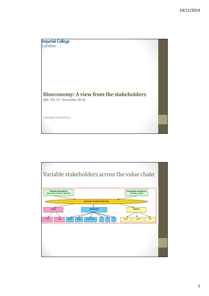 variable stakeholders across the value chain