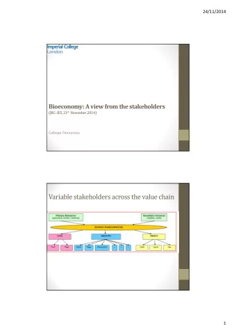 Variable stakeholders across the value chain  2  1  24/11/2014 Complex interactions lead to