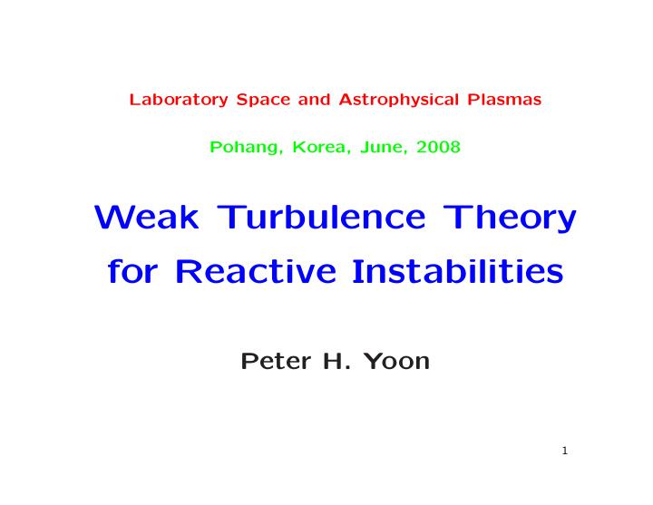 weak turbulence theory for reactive instabilities