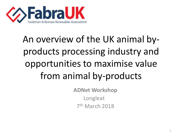 an overview of the uk animal by products processing