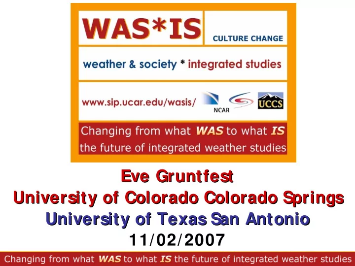 eve gruntfest eve gruntfest university of colorado