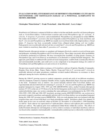 EVALUATION OF RELATIVE RESISTANCE OF DIFFERENT STRAWBERRY CULTIVARS TO PHYTOPHTHORA AND