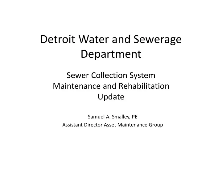 detroit water and sewerage department department