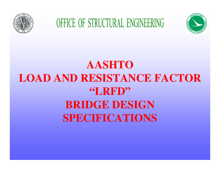 aashto load and resistance factor lrfd bridge design