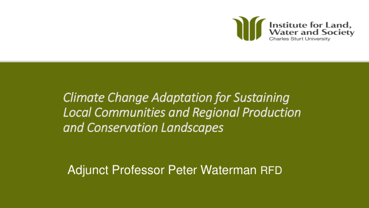 climate change adaptation for sustaining