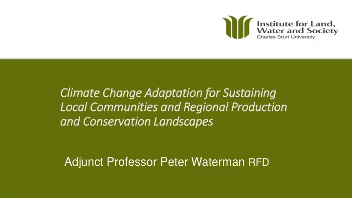 climate change adaptation for sustaining