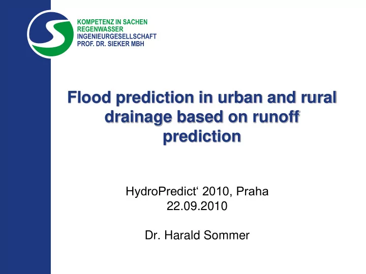 hydropredict 2010 praha 22 09 2010 dr harald sommer