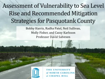 Assessment of Vulnerability to Sea Level  Rise and Recommended Mitigation  Strategies for