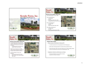 Koepk  Koepke Farm  Farms, Inc.  s, Inc. All monitoring began on June 1, 2005   KP1: Tile