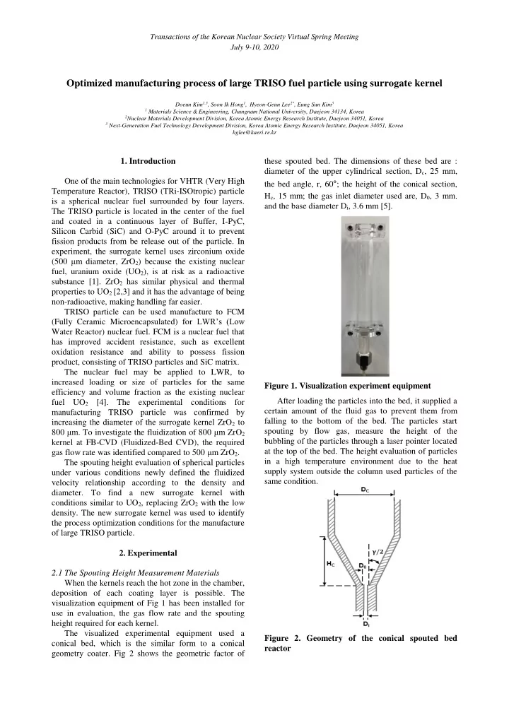 optimized manufacturing process of large triso fuel