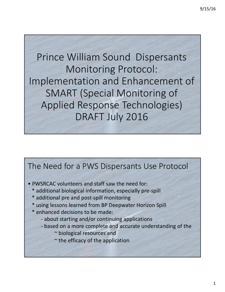 prince william sound dispersants monitoring protocol