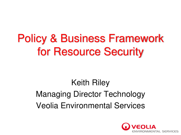 for resource security