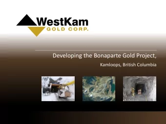 Developing the Bonaparte Gold Project,  Kamloops, British Columbia  Forward Looking Statements