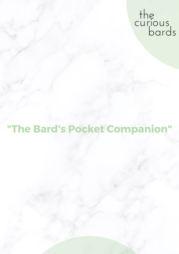 the bard s pocket companion concert presentation