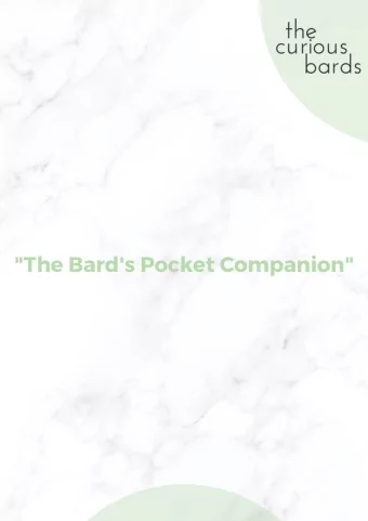 &quot; The Bard ' s Pocket Companion &quot; CONCERT PRESENTATION  After a first instrumental