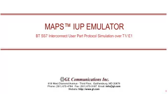 MAPS IUP EMULATOR  BT SS7 Interconnect User Part Protocol Simulation over T1/ E1  818 West