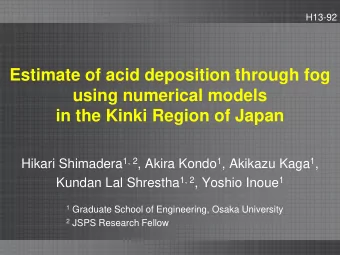 Estimate of acid deposition through fog  using numerical models  in the Kinki Region of Japan