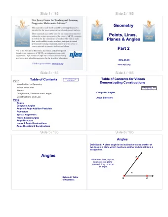 Geometry  Points, Lines,  Planes &amp; Angles  Part 2  2014-09-20  www.njctl.org  Slide 3 / 185