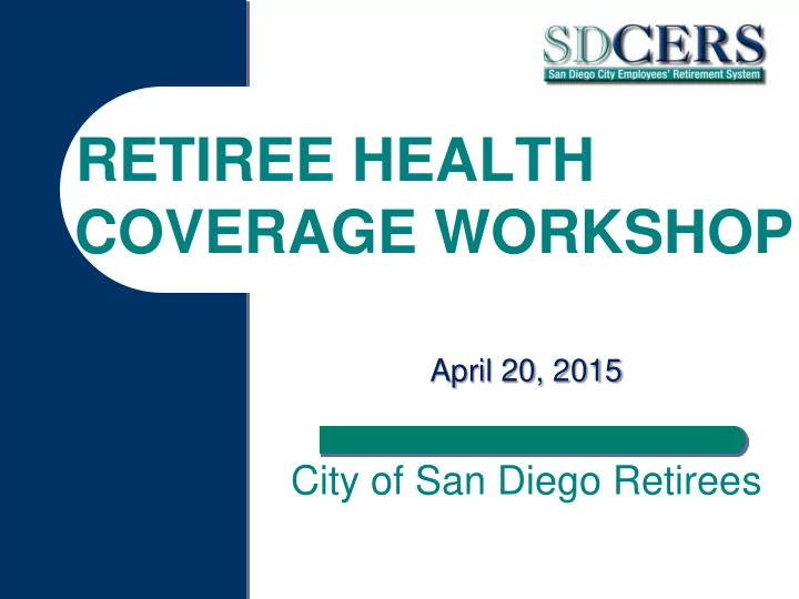retiree health coverage workshop