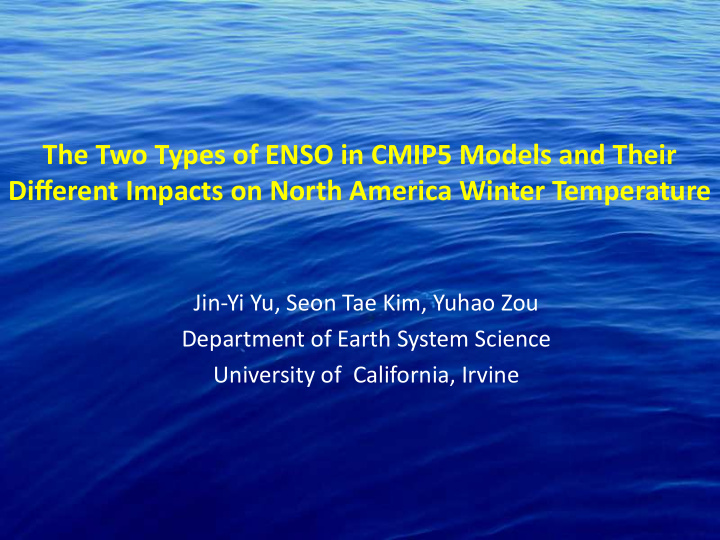 the two types of enso in cmip5 models and their different