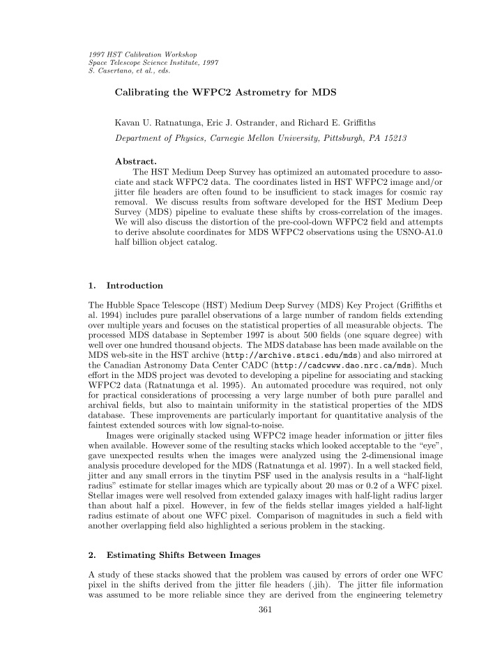 calibrating the wfpc2 astrometry for mds