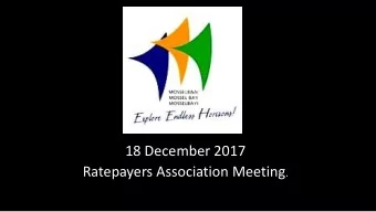 18 December 2017 Ratepayers Association Meeting .  Study Area: Reebok / Tergniet  Biodiversity