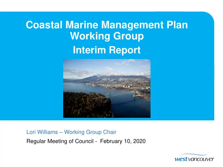 coastal marine management plan working group